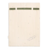 Beige textured blanket with green stripes on a white background