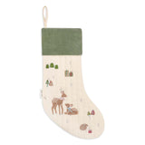 Christmas stocking with deer and forest design on a white background