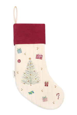 Christmas stocking with festive designs on a white background