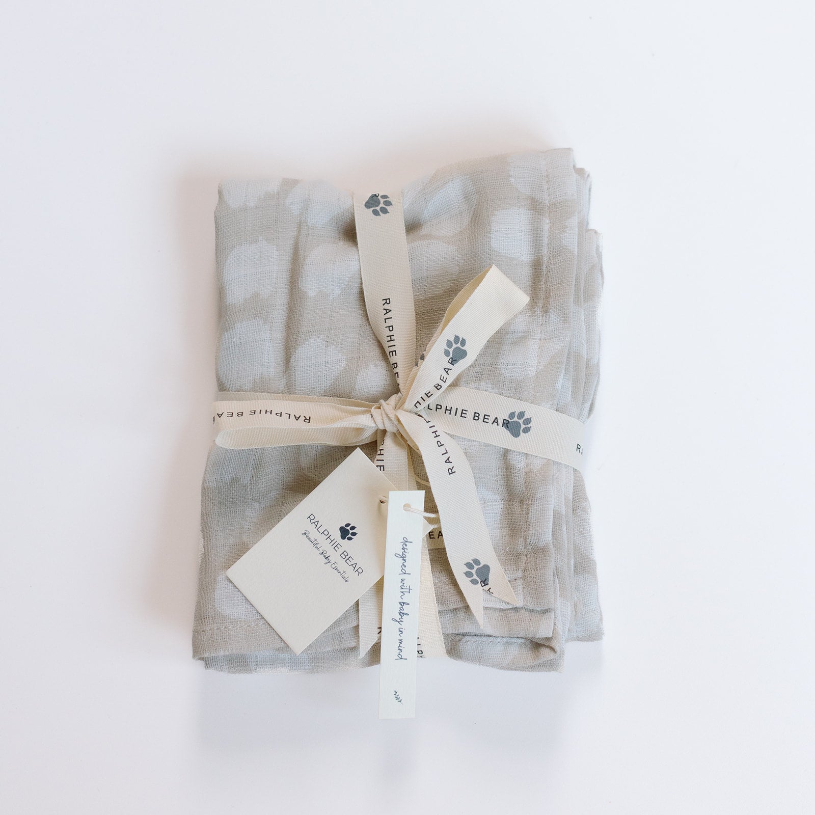 Ralphie Bear Scallop Large Swaddle Muslin 1