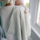 Ralphie Bear Gingham Sage Large Swaddle Muslin 4