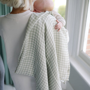 Ralphie Bear Gingham Sage Large Swaddle Muslin 4