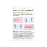Baby skincare product set with text on a white background