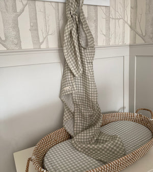 Ralphie Bear Gingham Sage Large Swaddle Muslin 10