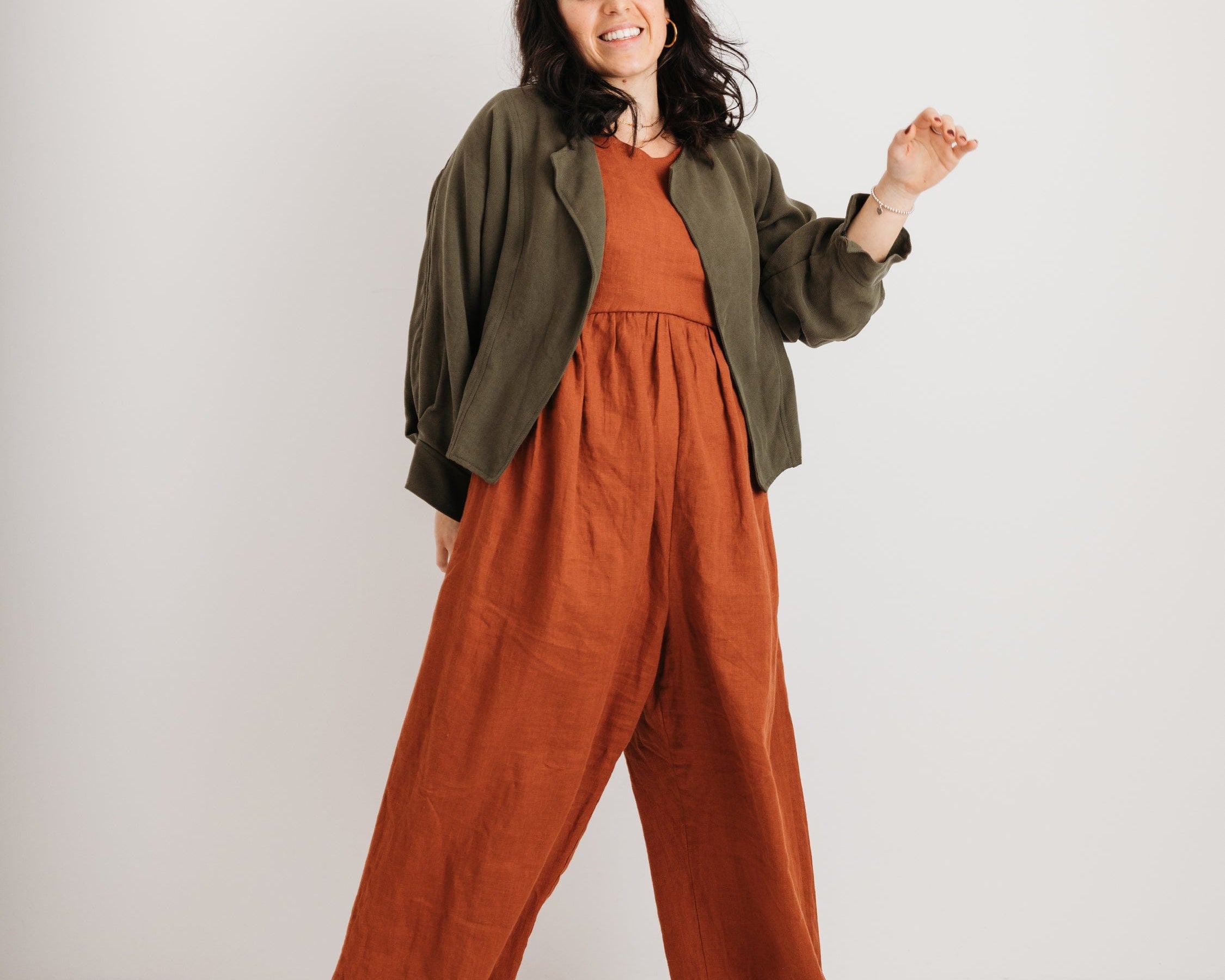 JOURNY Linen Jumpsuit Ada Burnt Orange 1