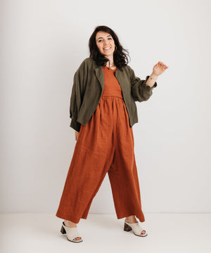 JOURNY Linen Jumpsuit Ada Burnt Orange 1