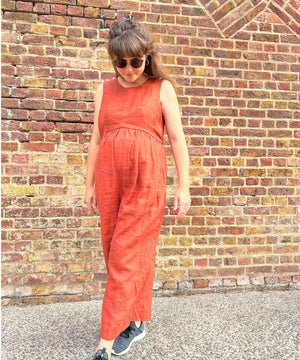 JOURNY Linen Jumpsuit Ada Burnt Orange 14