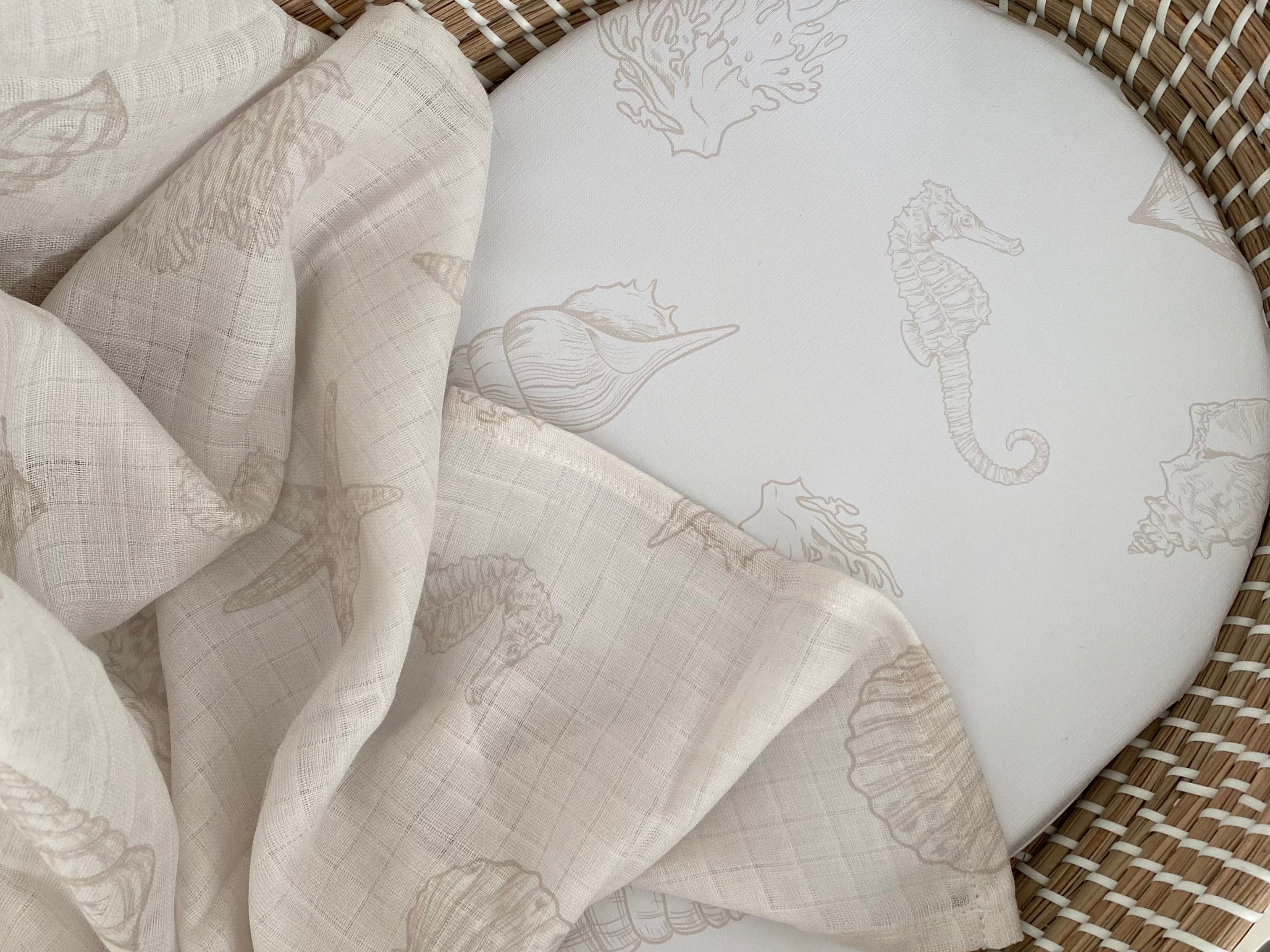 Ralphie Bear Seashell Large Swaddle Muslin 10