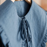 JOURNY Ruffle Detachable Collar Margot Collar Aegean Blue Linen 1