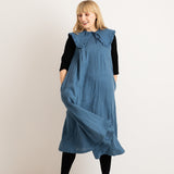 JOURNY Ruffle Detachable Collar Margot Collar Aegean Blue Linen 3