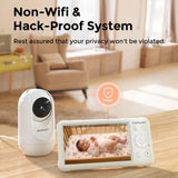 Baby monitor system with non-wifi and hack-proof features in a home setting.