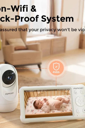 Baby monitor system with non-wifi and hack-proof features in a home setting.