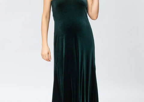 Auriga Green Maxi Maternity Dress with Side Slit