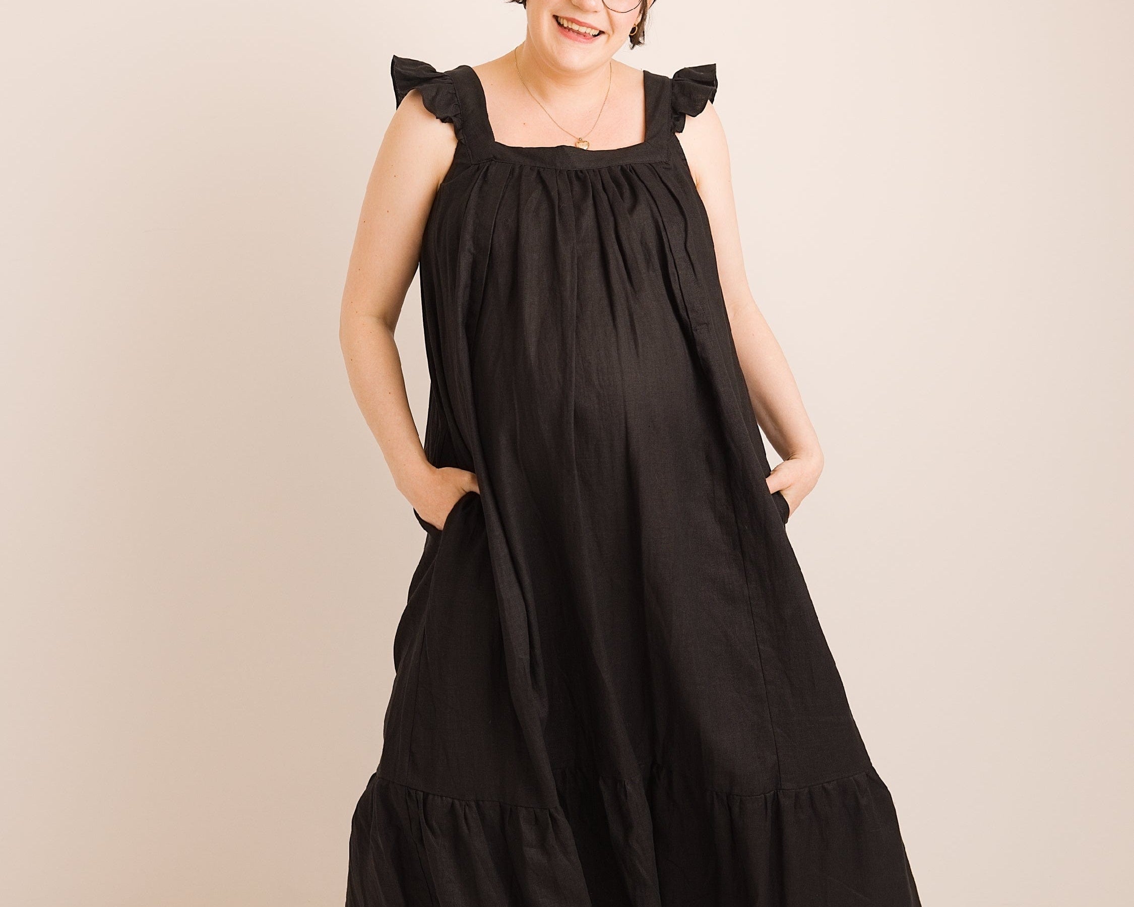 JOURNY Linen Maxi Dress Airi Black 1