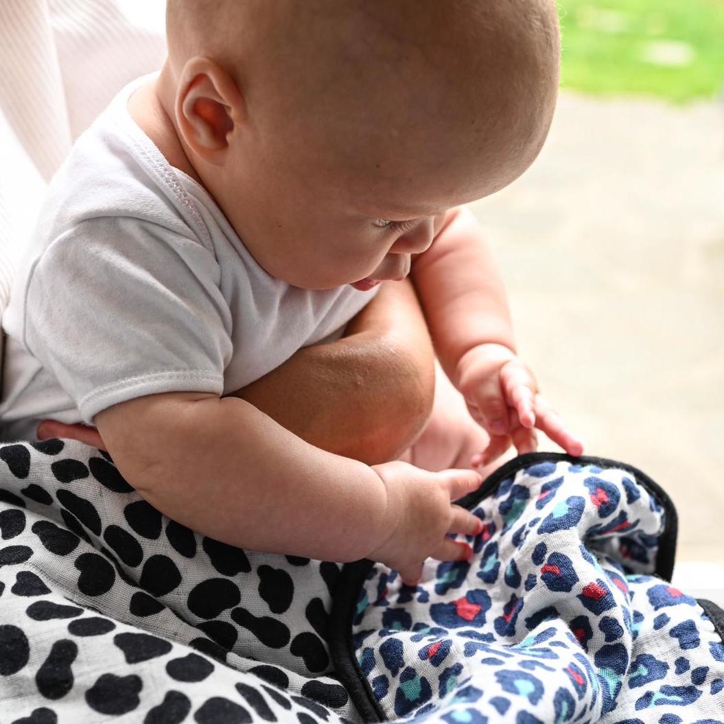 Etta Loves Animal Print Muslin Blanket Reversible 4