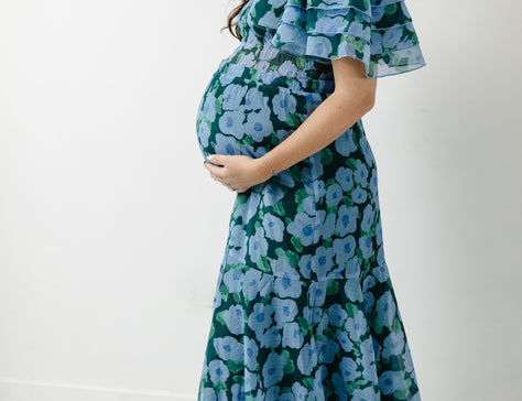 Emerald Bloom Midi Dress