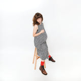 JOURNY Lucy Dress - Maternity + Breastfeeding Friendly - Black + Ecru Print 3
