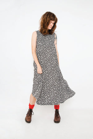 JOURNY Lucy Dress - Maternity + Breastfeeding Friendly - Black + Ecru Print 1