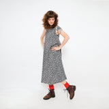 JOURNY Lucy Dress - Maternity + Breastfeeding Friendly - Black + Ecru Print 5