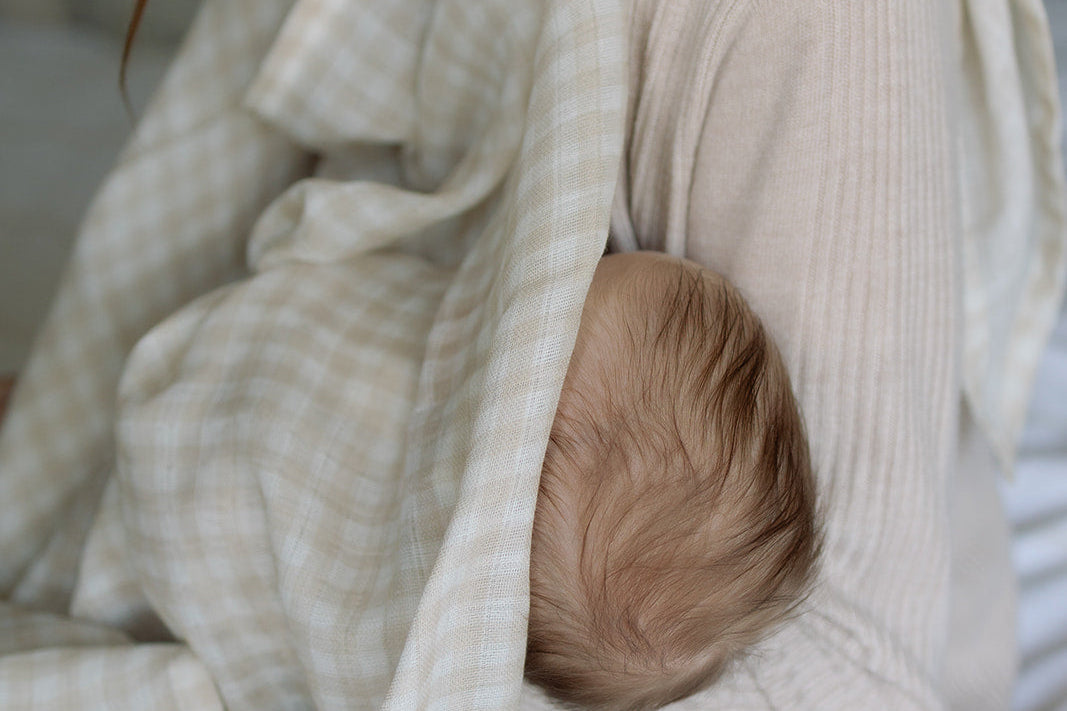Ralphie Bear Gingham Beige Large Swaddle Muslin 7