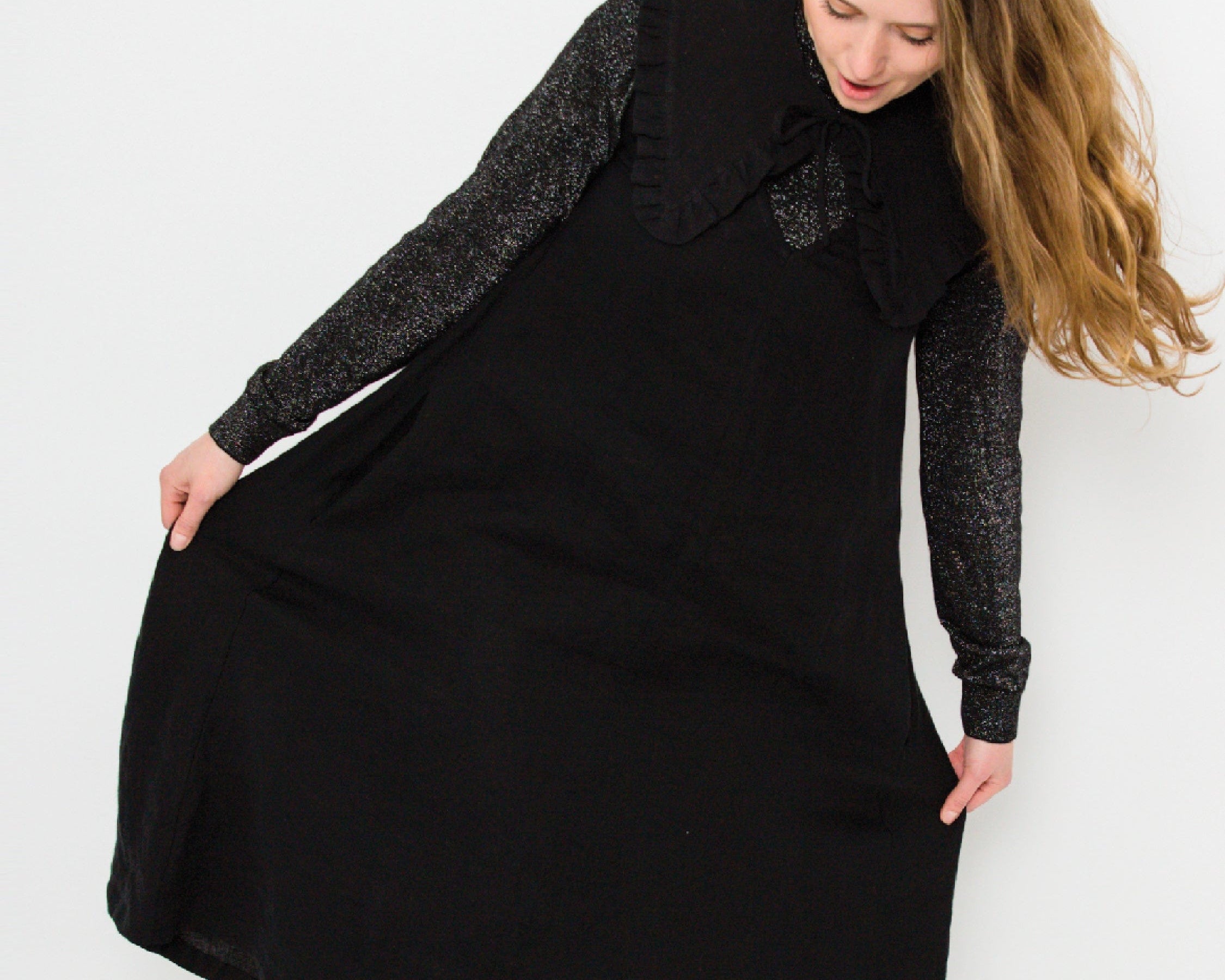 JOURNY Ruffle Detachable Collar Margot Collar Black Linen 2