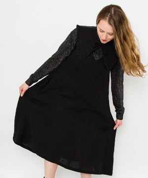 JOURNY Ruffle Detachable Collar Margot Collar Black Linen 2