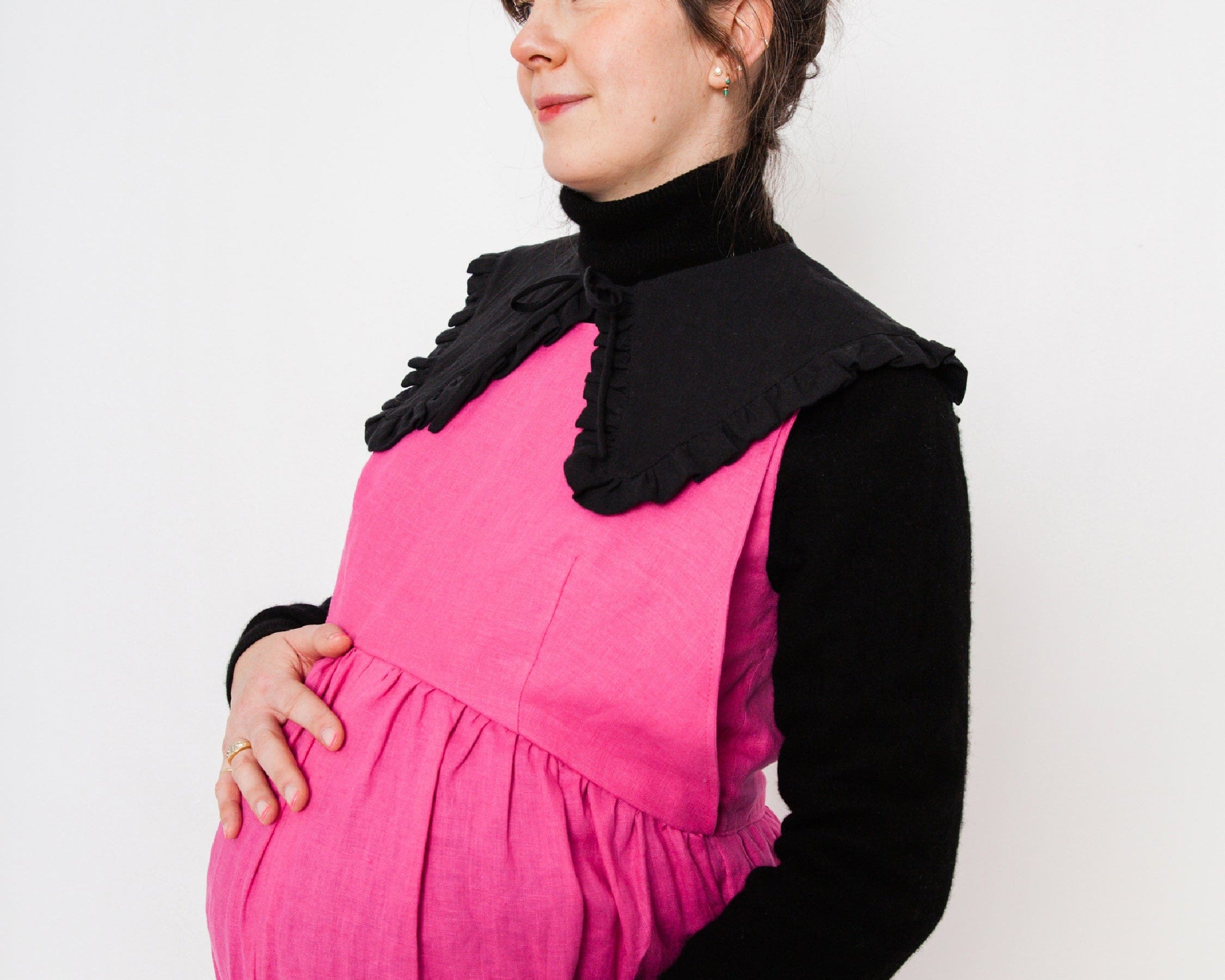 JOURNY Ruffle Detachable Collar Margot Collar Black Linen 1