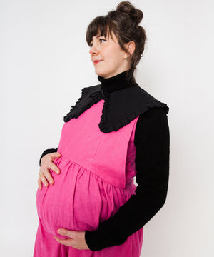 JOURNY Ruffle Detachable Collar Margot Collar Black Linen 1