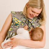 JOURNY Breastfeeding Cover Detachable Collar Margot Mummy Collar Green Abstract Linen Print 1