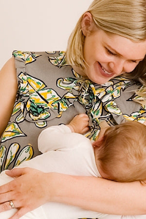 JOURNY Breastfeeding Cover Detachable Collar Margot Mummy Collar Green Abstract Linen Print 1