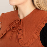 JOURNY Ruffle Detachable Collar Margot Collar Burnt Orange Linen 4