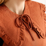 JOURNY Ruffle Detachable Collar Margot Collar Burnt Orange Linen 1