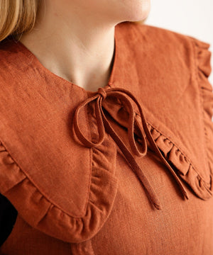 JOURNY Ruffle Detachable Collar Margot Collar Burnt Orange Linen 1