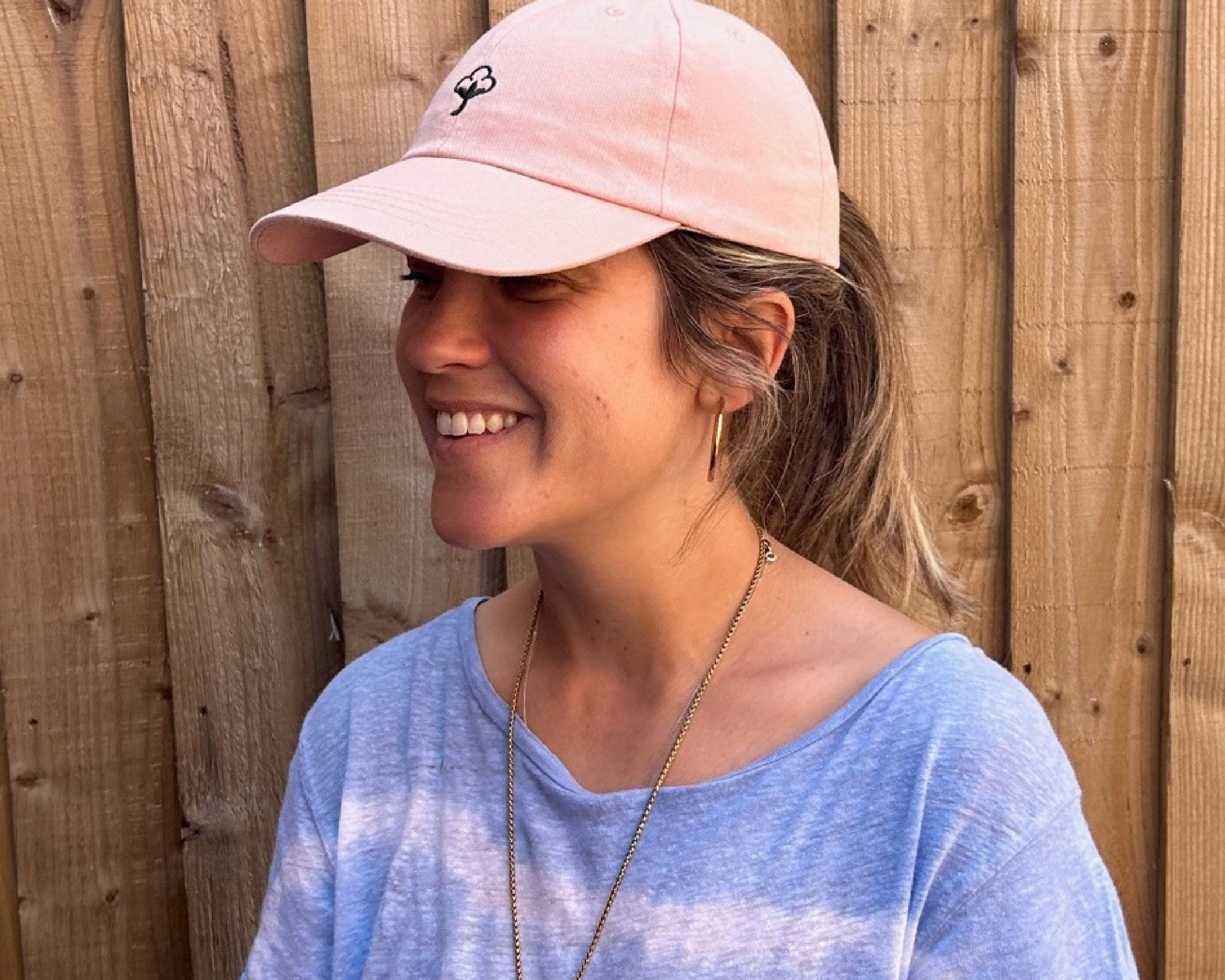 JOURNY Cotton Flower Embroidery Peach Washed Cap Accessories 4