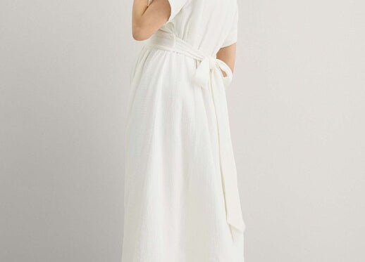 urban outfitters white linen wrap dress Urban Outfitters Maxi Wrap Dress