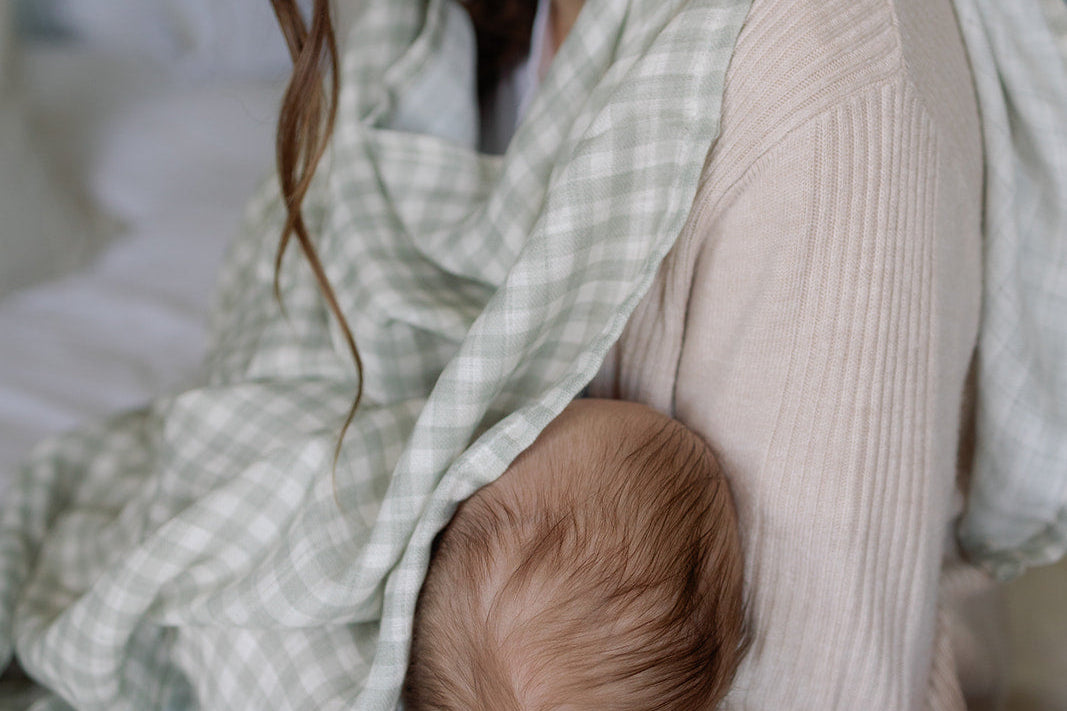 Ralphie Bear Gingham Sage Large Swaddle Muslin 7
