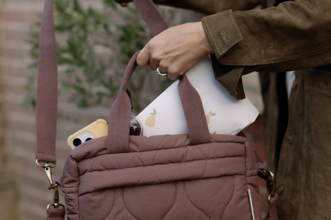 Ralphie Bear Ralphie Bear Quilted Changing Stroller Bag Brown Pears 5