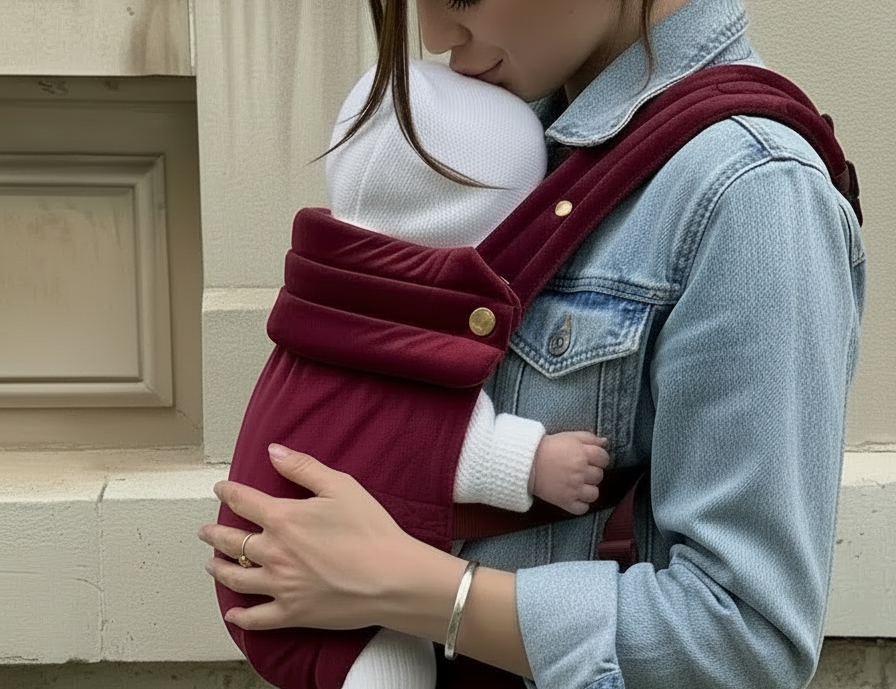 Bizzi Growin Velvet Baby Carrier Velvet Cherry 1