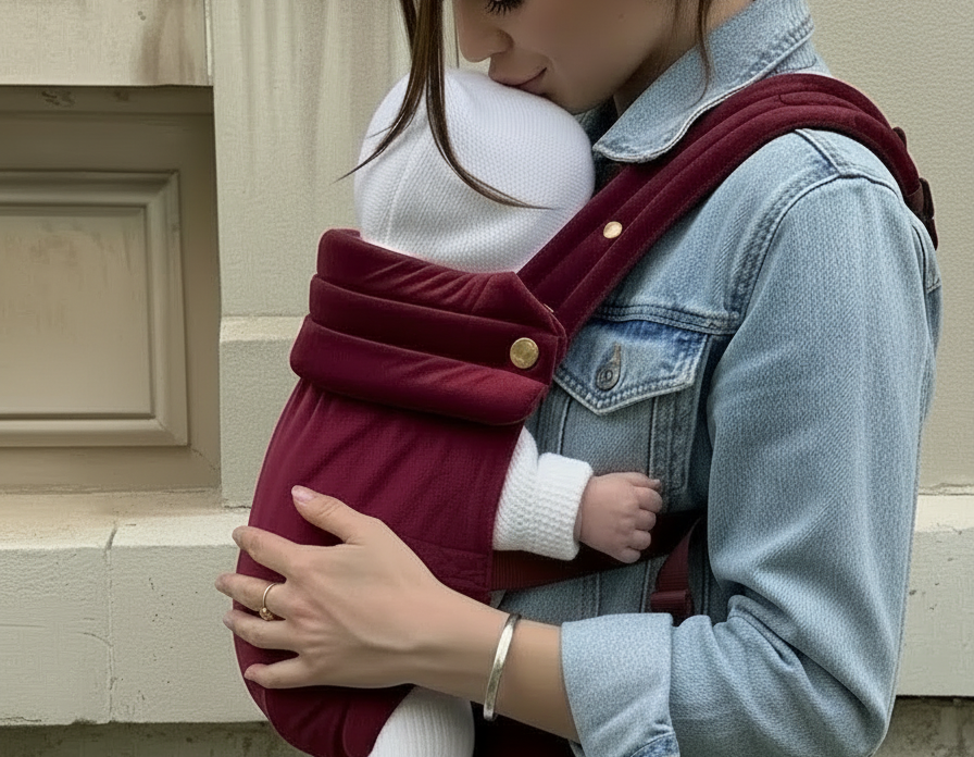 Bizzi Growin Velvet Baby Carrier Velvet Cherry 1