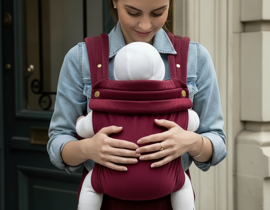 Bizzi Growin Velvet Baby Carrier Velvet Cherry 3