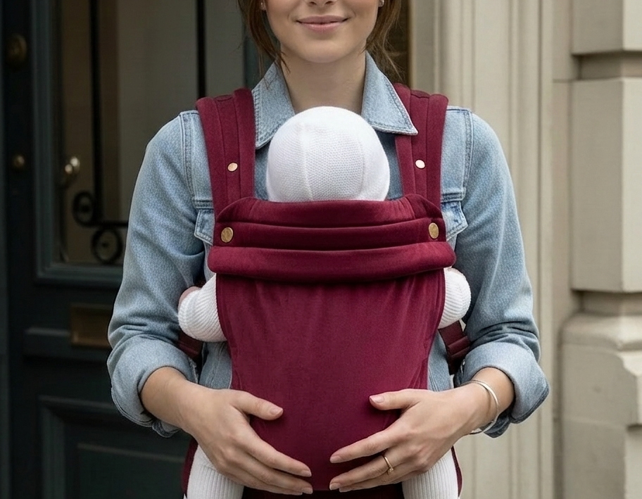 Bizzi Growin Velvet Baby Carrier Velvet Cherry 4