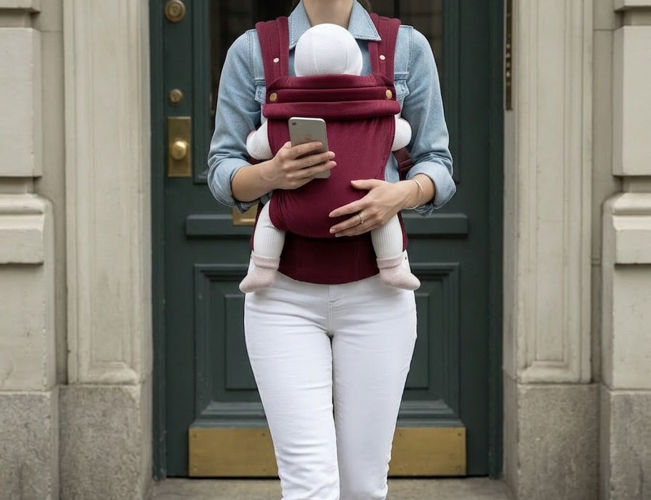 Bizzi Growin Velvet Baby Carrier Velvet Cherry 2