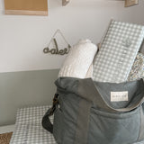 Ralphie Bear Gingham Sage Green Anti Roll Wedge Baby Changing Mat 7