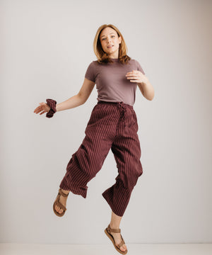 JOURNY The Daisy Trouser Burgundy Stripe 1