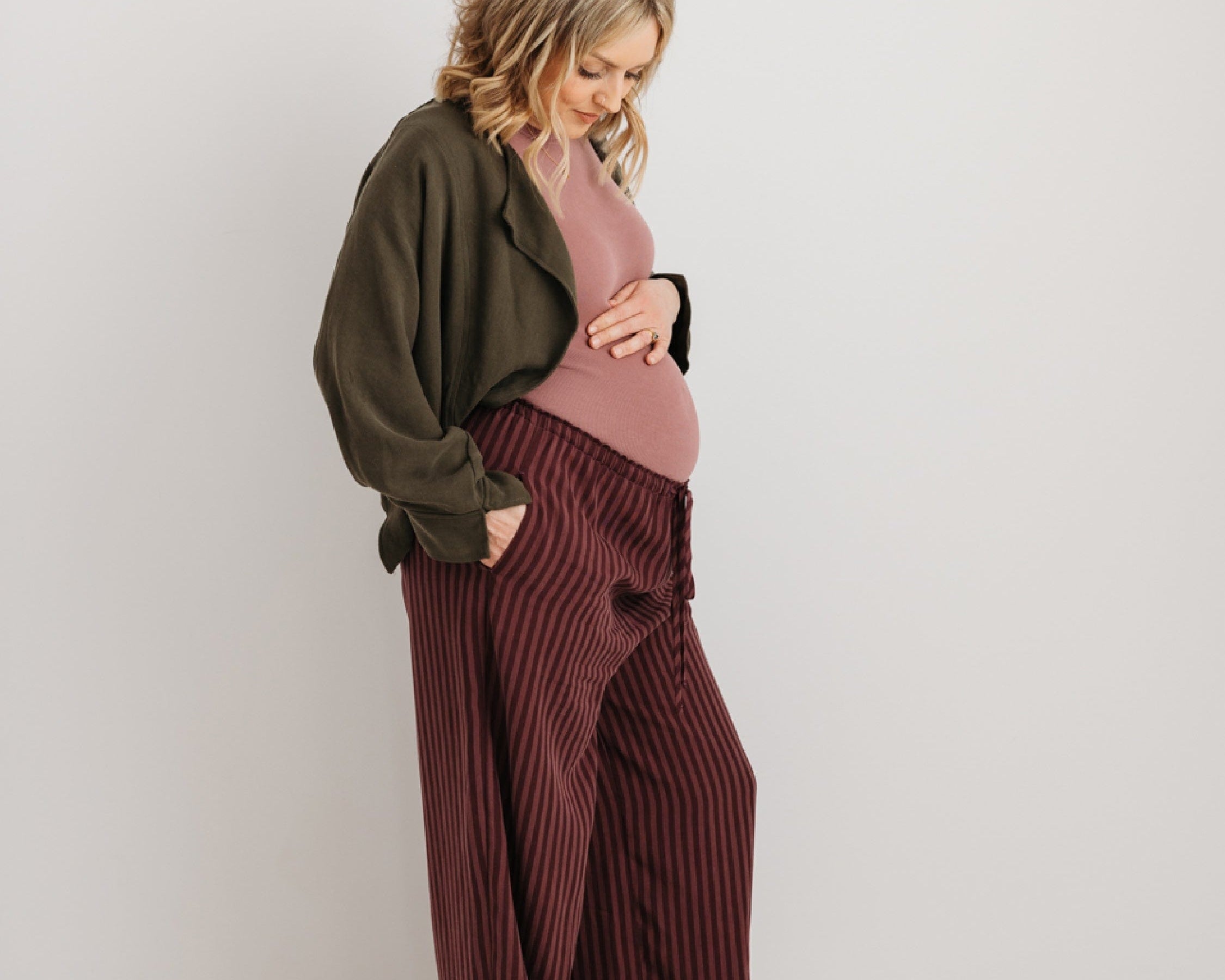 JOURNY The Daisy Trouser Burgundy Stripe 5