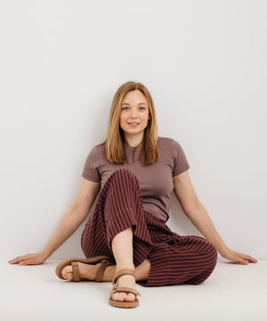 JOURNY The Daisy Trouser Burgundy Stripe 10