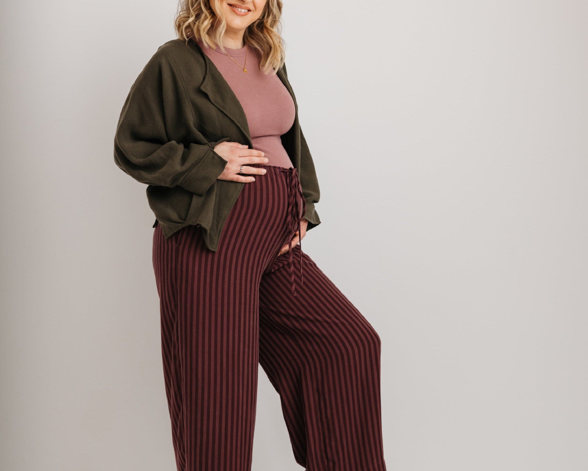 JOURNY The Daisy Trouser Burgundy Stripe 11