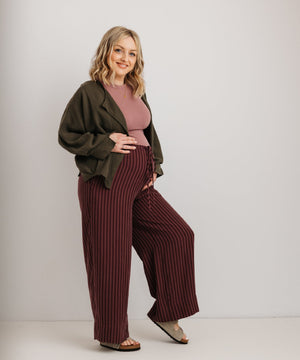 JOURNY The Daisy Trouser Burgundy Stripe 11