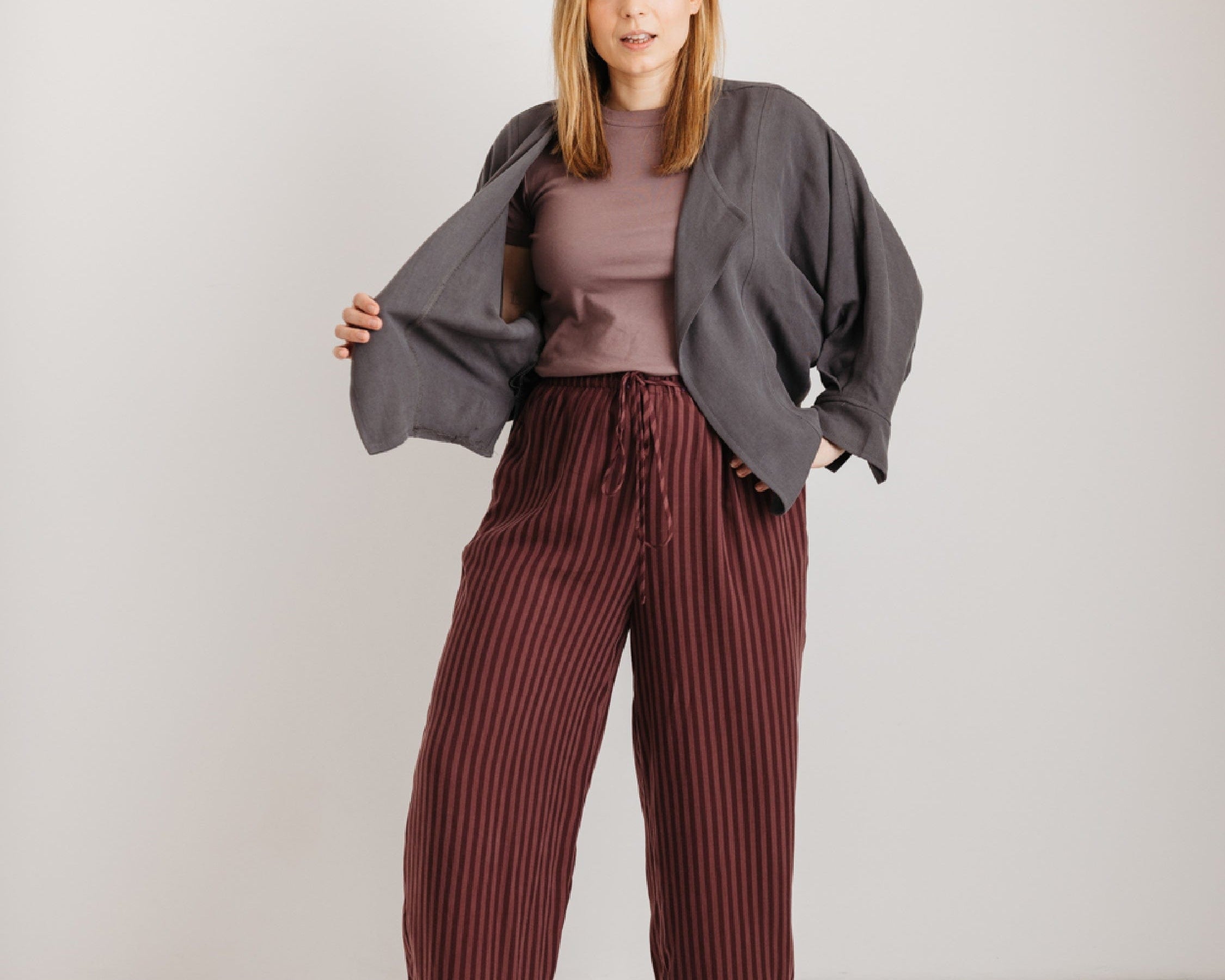 JOURNY The Daisy Trouser Burgundy Stripe 12