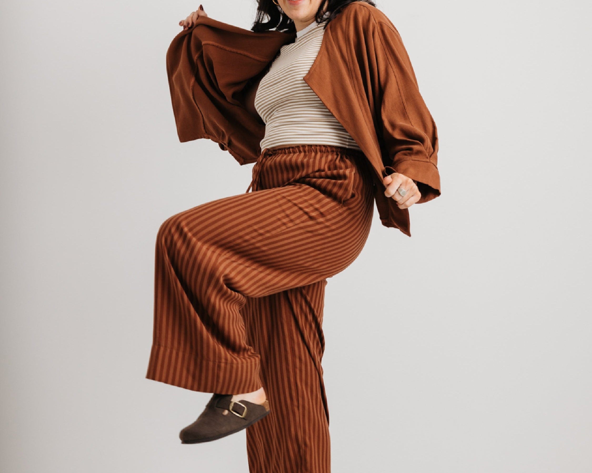 JOURNY The Daisy Trouser Mocha Stripe 5